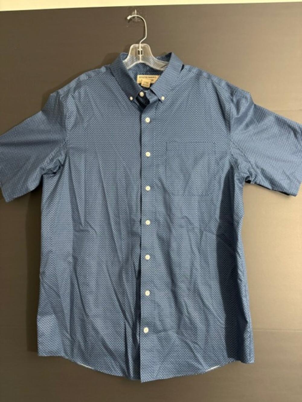 Duluth Trading Co. Wrinkle Fighter Blue Geometric Shirt Men's Large Tall